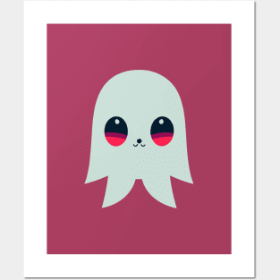 Kawaii Ghost || Halloween Cat Ghost Posters and Art